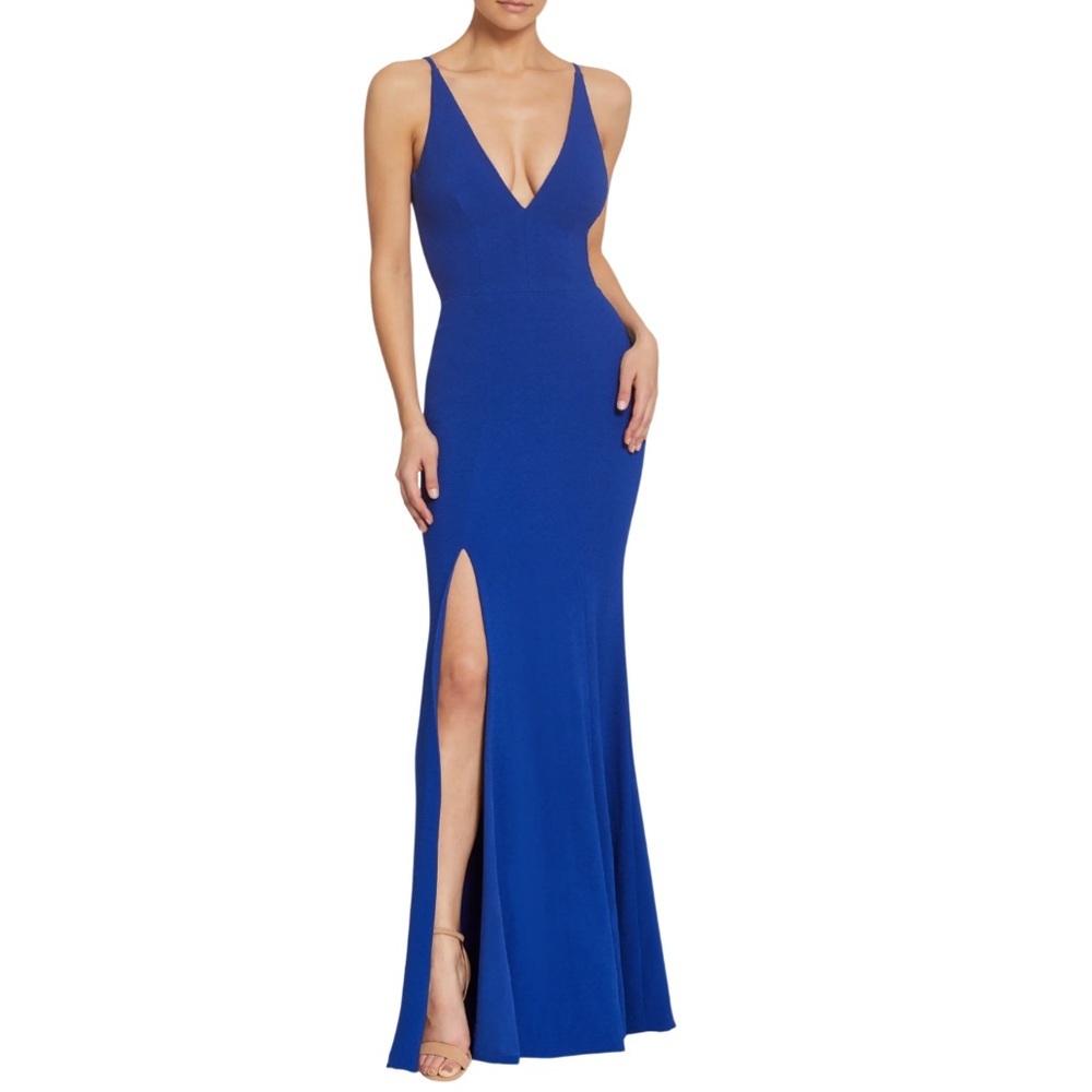 Elegant Blue Evening Gown by Dress the Population-NWT Size Large